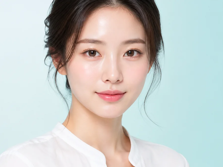 Model with clear, healthy skin — treatment visual at Wells Clinic, Seoul