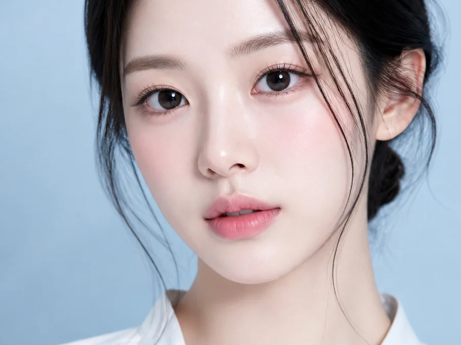 Model with clear, healthy skin — treatment visual at Wells Clinic, Seoul